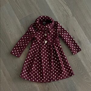 Lilt maroon & gold polka dotdress coat. Size:4. Gently Used.